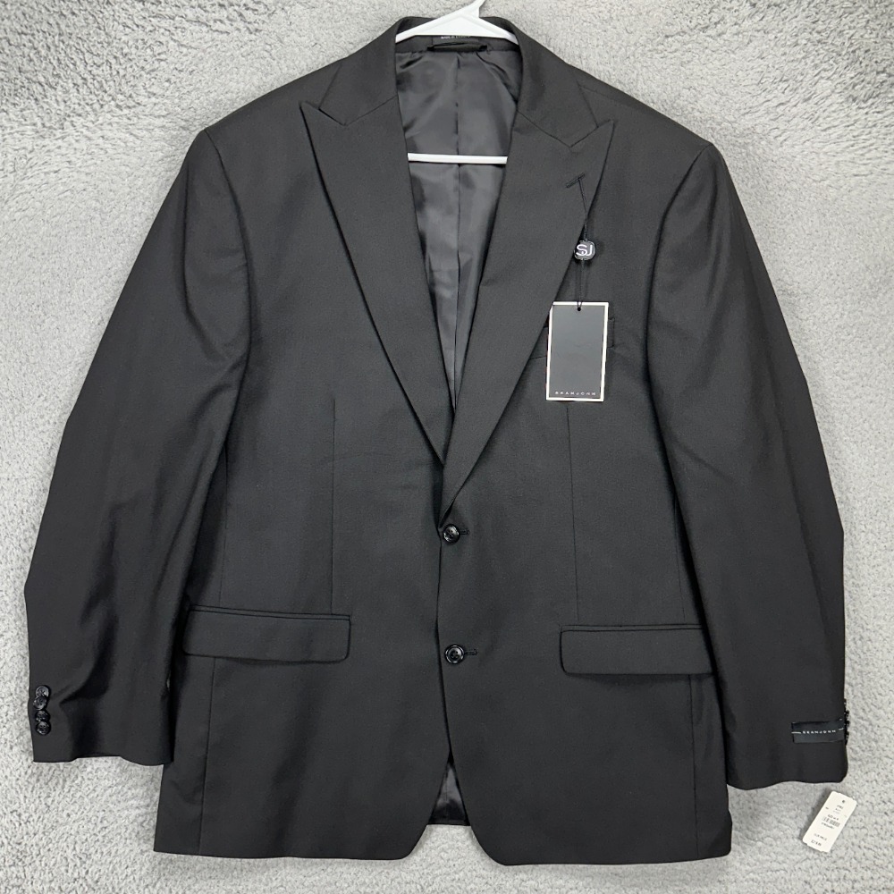 Sean John Sport Coat Blazer Adult 44R Black 2 Button Suit Tuxedo Stretch Men NEW